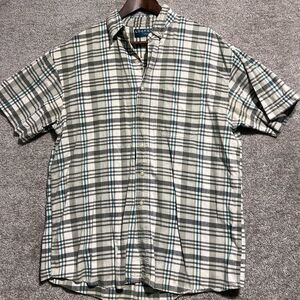 Loafers Reed St James Mens Short sleeve Plaid Button Down Shirt Size Large